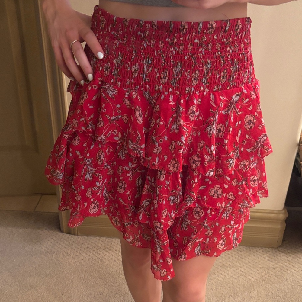 INTERMIX Silk Red Ruffle Skirt - Picture 5 of 5